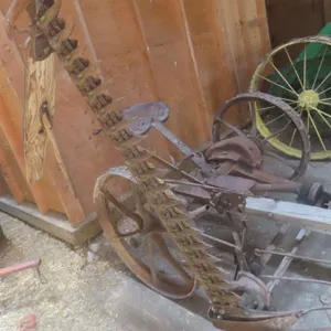 Massey-Harris Horse-Drawn 5 ft. Sickle Mower, Steel Wheels, Functional — Stored Indoors