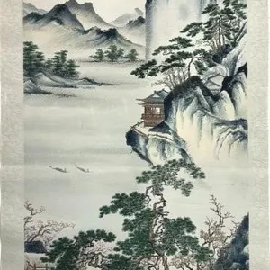 CHINESE "SPRING TOUR" SILK TAPESTRY SCROLL