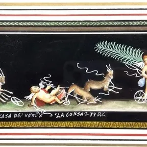 G. COLOMBO "LA CORSA" POMPEII FRESCO COMPOSITION