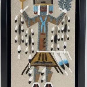 FRAMED "FEMALE NIGHT CHANT" SAND PAINTING