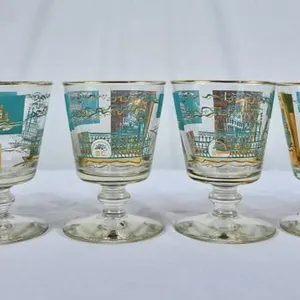 Vintage Turquoise & Gold Libbey Southern Comfort