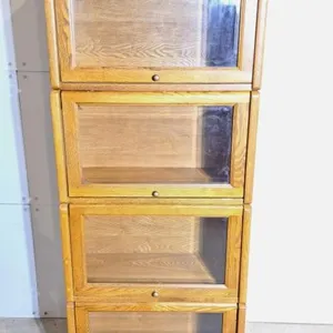 Vintage 4-tier oak barrister bookcase