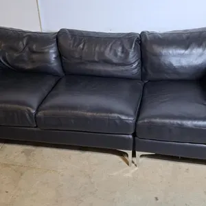 2 pc chrome leather sectional. Nicoletti Italy