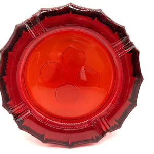 Fostoria Ruby Red Coin Glass Ashtray 8”