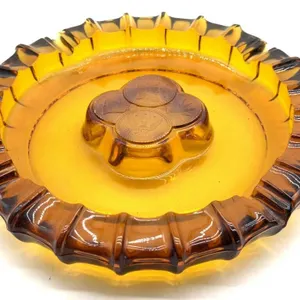 Fostoria Amber Coin Glass Ashtray 10”