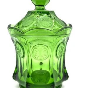 Fostoria Emerald Green Coin Glass Lidded
