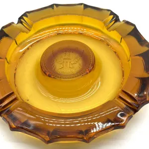 Fostoria Amber Coin Glass Ashtray 8”