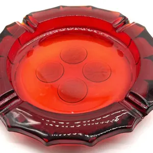 Fostoria Ruby Red Coin Glass Ashtray 8”