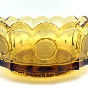 Fostoria Amber Coin Glass Bowl 7.25” x 3.5”