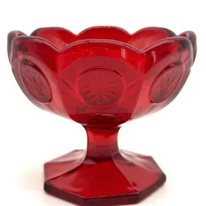 Fostoria Ruby Red Coin Glass Compote 4.5” x 4”