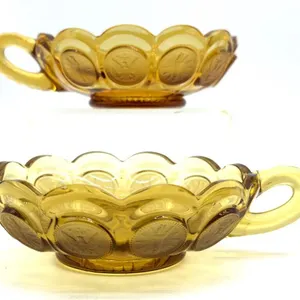 (2) Fostoria Amber Coin Glass Bowls with Handles