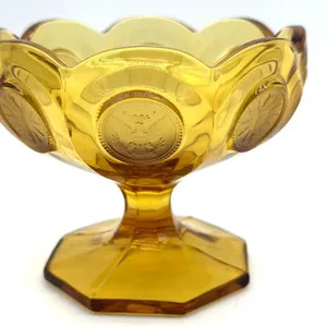 Fostoria Amber Coin Glass Compote 4.5” x 3.5”