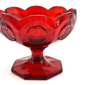 Fostoria Ruby Red Coin Glass Compote 4.5” x 3.5”