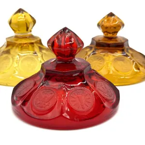 Fostoria Ruby Red and Amber Coin Glass Lids 4.5”