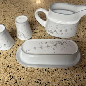 Noritake stoneware butter dish, salt & pepper