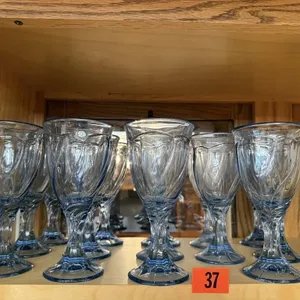 Blue glass stemware