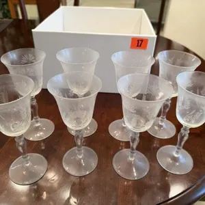 Vintage etched stemware (8)