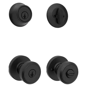 Kwikset Maven Door Handleset  Deadbolt Matte Black