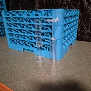 (36) Schott Zwiesel 6oz Champagne Flutes, (1) Carlisle 36 Compartment Dishwasher Rack