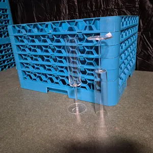 (36) Schott Zwiesel 6oz Champagne Flutes, (1) Carlisle 36 Compartment Dishwasher Rack