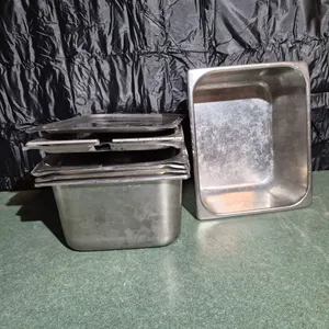 (4) Half Size 6" Deep Stainless Steel Hotel Pans with Covers - NSF Approved