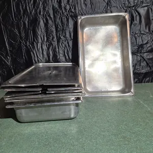 (4) Vollrath Full Size 4" Deep Stainless Steel Hotel Pans with Covers - NSF Approved