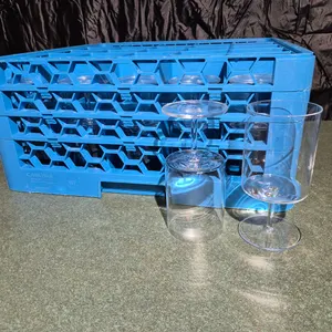 (25) Schott Zwiesel 16oz Short Stem Wine Glasses, (1) Carlisle 25 Compartment Dishwasher Rack