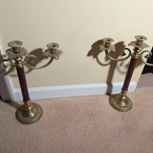 Pair of Bombay Brass and Metal Candelabras