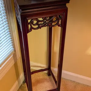 Asian-Style Hardwood Pedestal Plant Stand