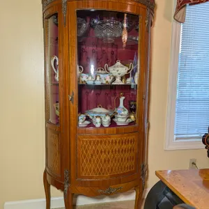 Antique French Style Inlaid Curio Cabinet