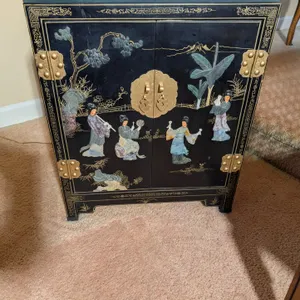 Asian Style Lacquered Cabinet with Mother of Pearl Inlays