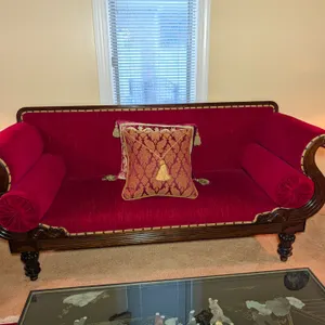 Victorian Style Red Velvet Settee