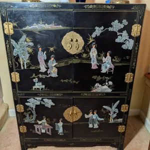 Chinese Black Lacquer Cabinet with Mother-of-Pearl Inlay