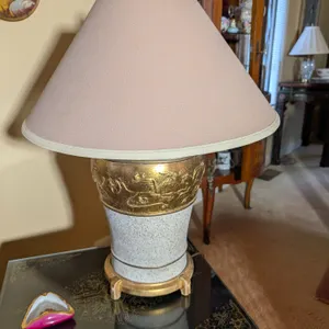 Vintage Ceramic and Gilt Table Lamp with Relief Decoration