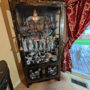 Chinoiserie Lacquered Display Cabinet with Mother-of-Pearl Inlay