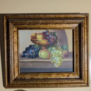 Still Life Fruit Painting on Canvas, Signed