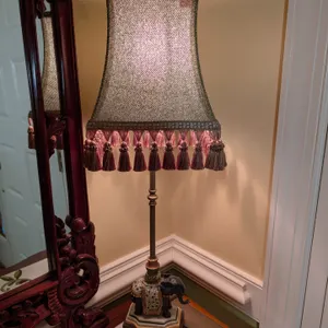 Elephant Base Table Lamp with Tasseled Shade
