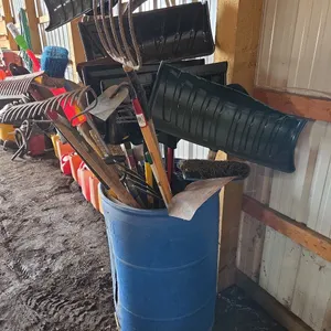 Barrel with  Snow Shovels, Shovels, Rakes and More  (W)