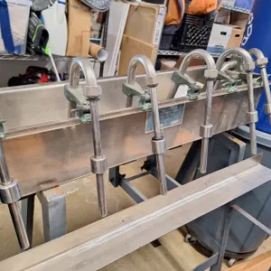 SS Bottle Filling Machine, Gravity Fed, 6 Spouts, 36" Long
