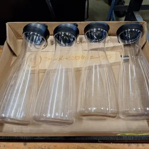 2 Tap Handles, 4 Poly Carafes with Lids