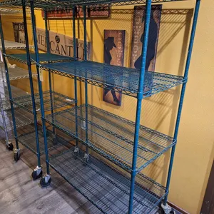 Wire 4 Tier Shelf on Wheels, 48"x24"x78"