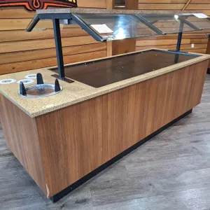 Buffet Counter with Plate Lowerator, Silverware Caddies, Hatco Glo-Ray Food Warmer, 100"x37"x34"