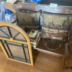 Bench w/ Cushions, Mirror & Books
 UNRESERVED