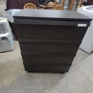 Dark Brown Four-Drawer Chest of Drawers with Stepped Cascading Design40 x 32 x 19"