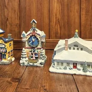 Lighted Ceramic Christmas Village Buildings by Avon and Hawthorne Village