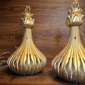 Gold-Toned Metal Pendant Light Fixtures with Contemporary Design