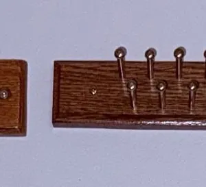 Wooden Wall-Mounted Key Racks with Brass Hooks, Set of Two