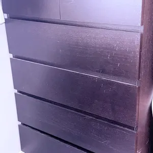 Dark Brown Five-Drawer Wooden Chest