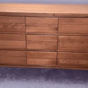 Mid-Century Modern Wooden 9-Drawer Dresser
