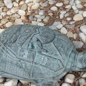 Cast Metal Tortoise Garden Sculpture with Textured Finish